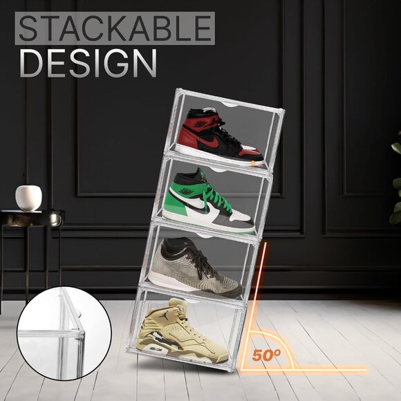Pure Aesthetics: Acrylic Clear Shoe Boxes for Up to Size 13 (Side Opening) - Picture 6 of 9